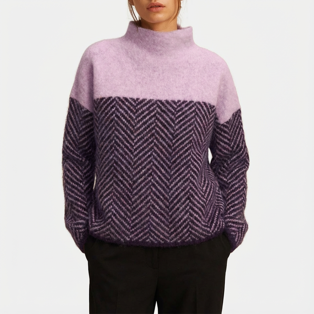 Marcia | Suéter de Cuello Alto con Bloques de Color para Mujer