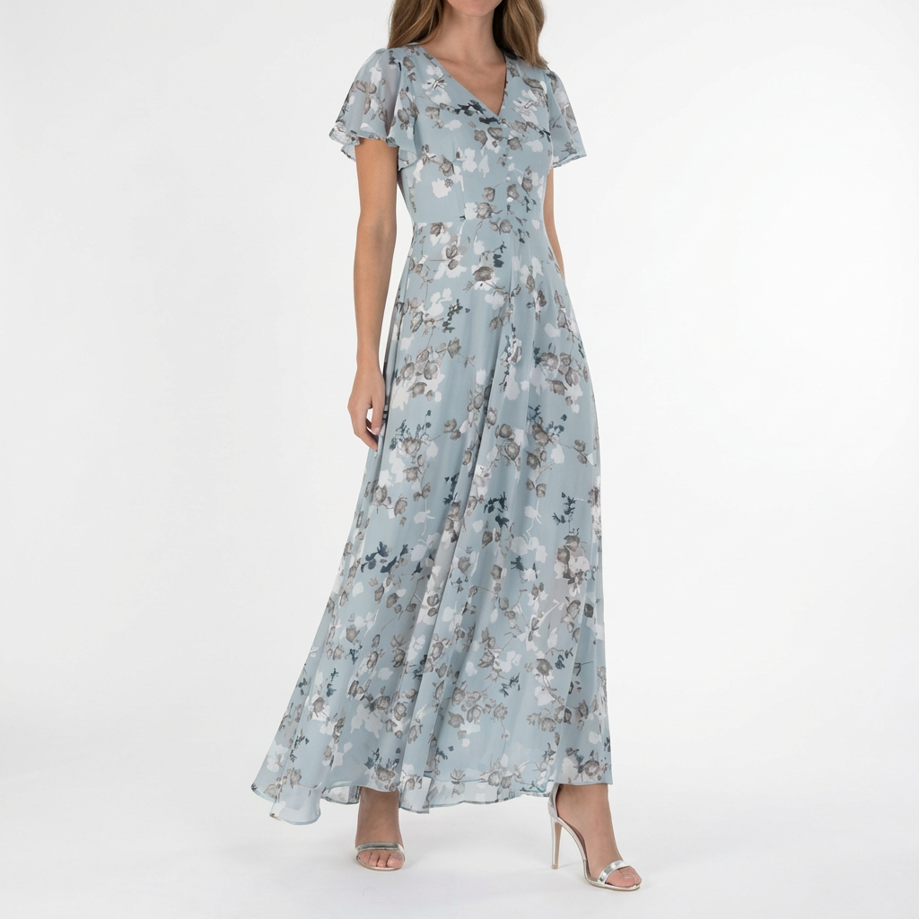 Marisol | Abito Lungo Floreale con Volant Donna