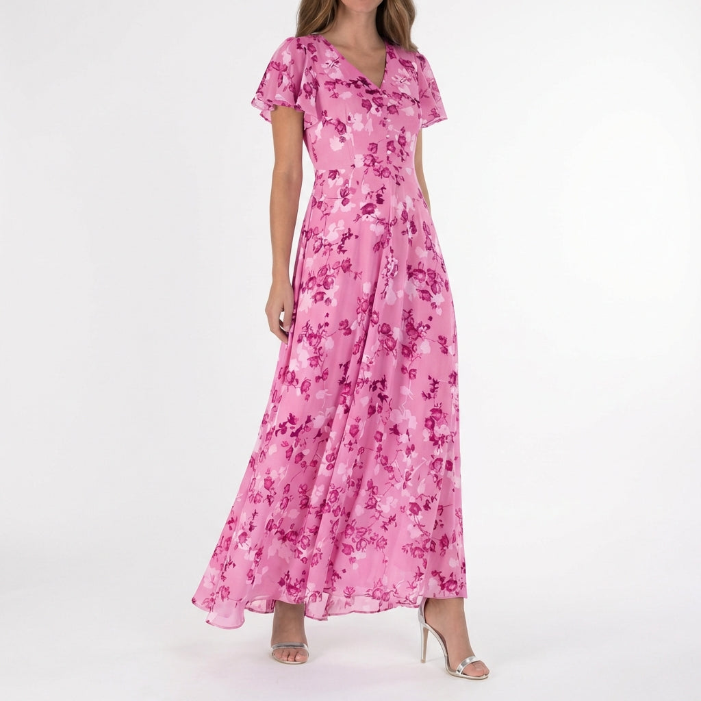 Marisol | Abito Lungo Floreale con Volant Donna