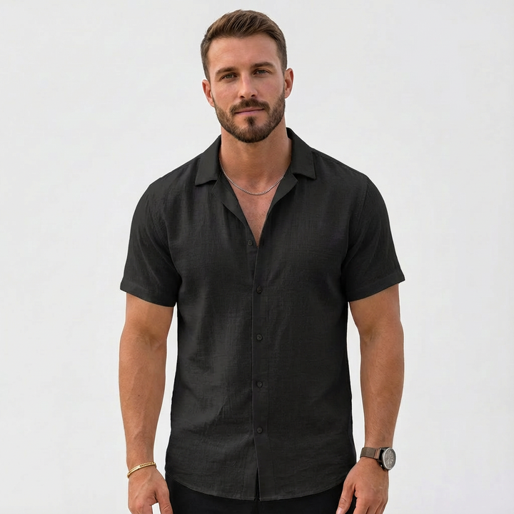 Mateo | Camisa Hombre Con Cuello Cubano Y Manga Corta | Veraniego