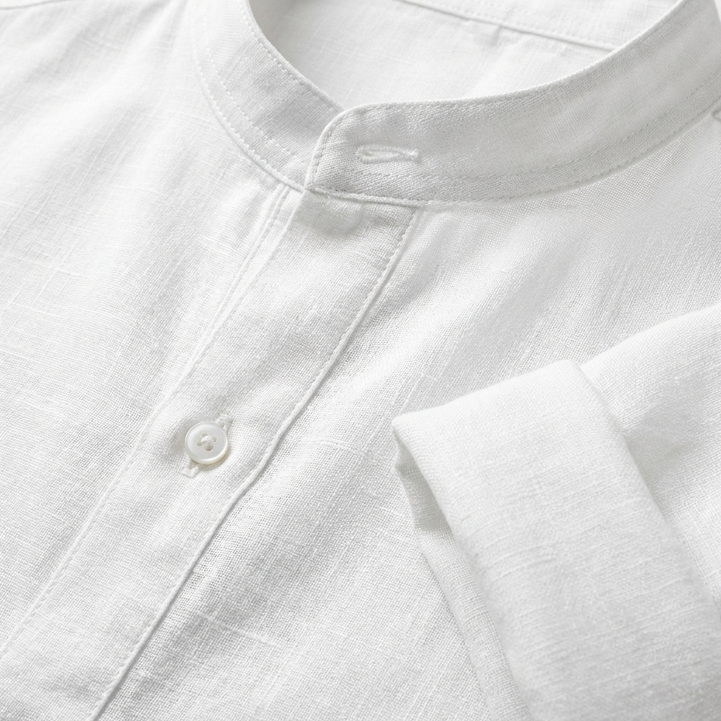 Mateo | Camisa Hombre Con Cuello Mao Y Manga Enrollada | Casual