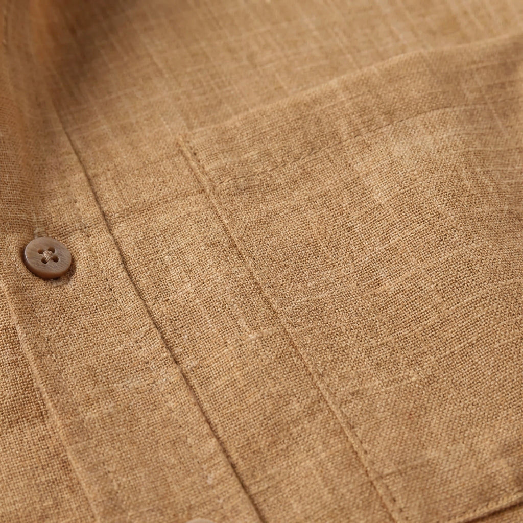 Mateo | Camicia a Maniche Corte Uomo con Colletto alla Coreana e Tasca Frontale | Informale