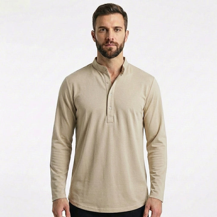 Mateo | Camicia Uomo con Colletto alla Coreana e Manica Arrotolata | Informale