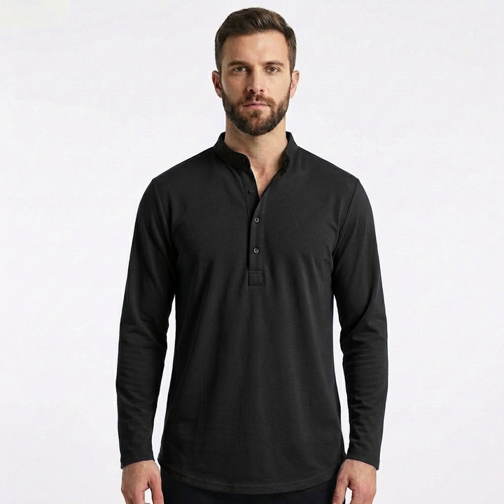 Mateo | Camicia Uomo con Colletto alla Coreana e Manica Arrotolata | Informale