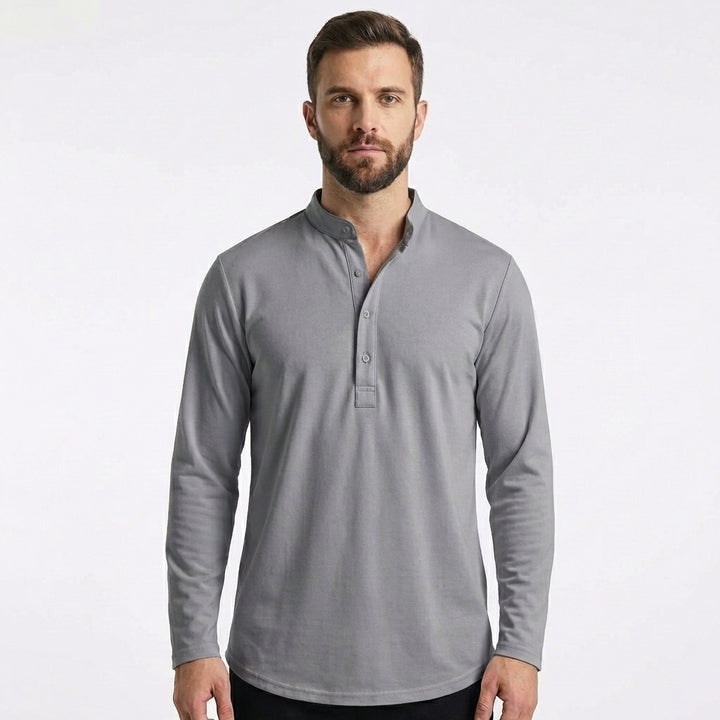 Mateo | Camicia Uomo con Colletto alla Coreana e Manica Arrotolata | Informale