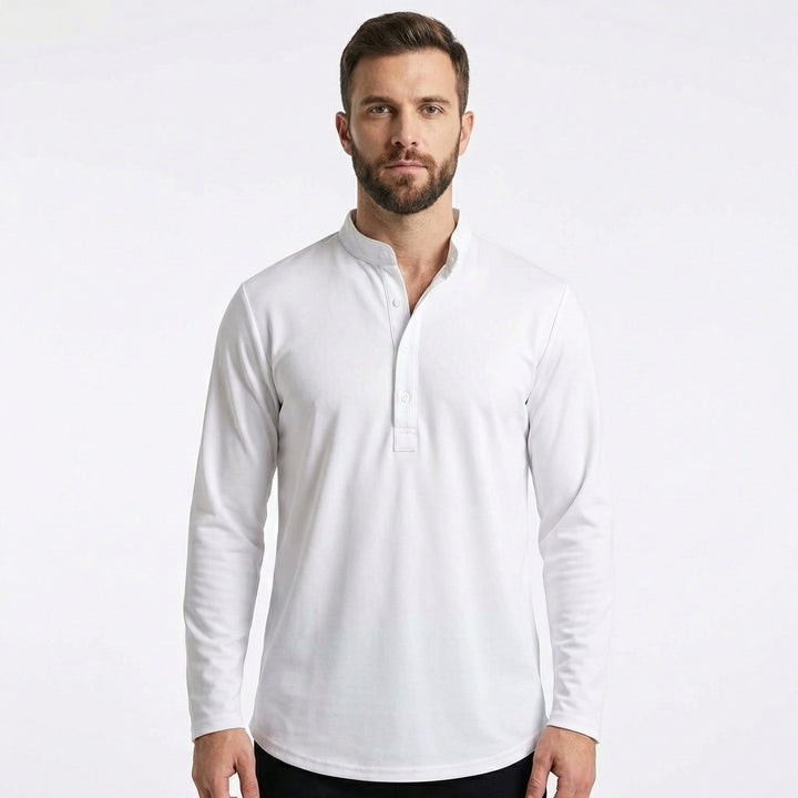 Mateo | Camicia Uomo con Colletto alla Coreana e Manica Arrotolata | Informale