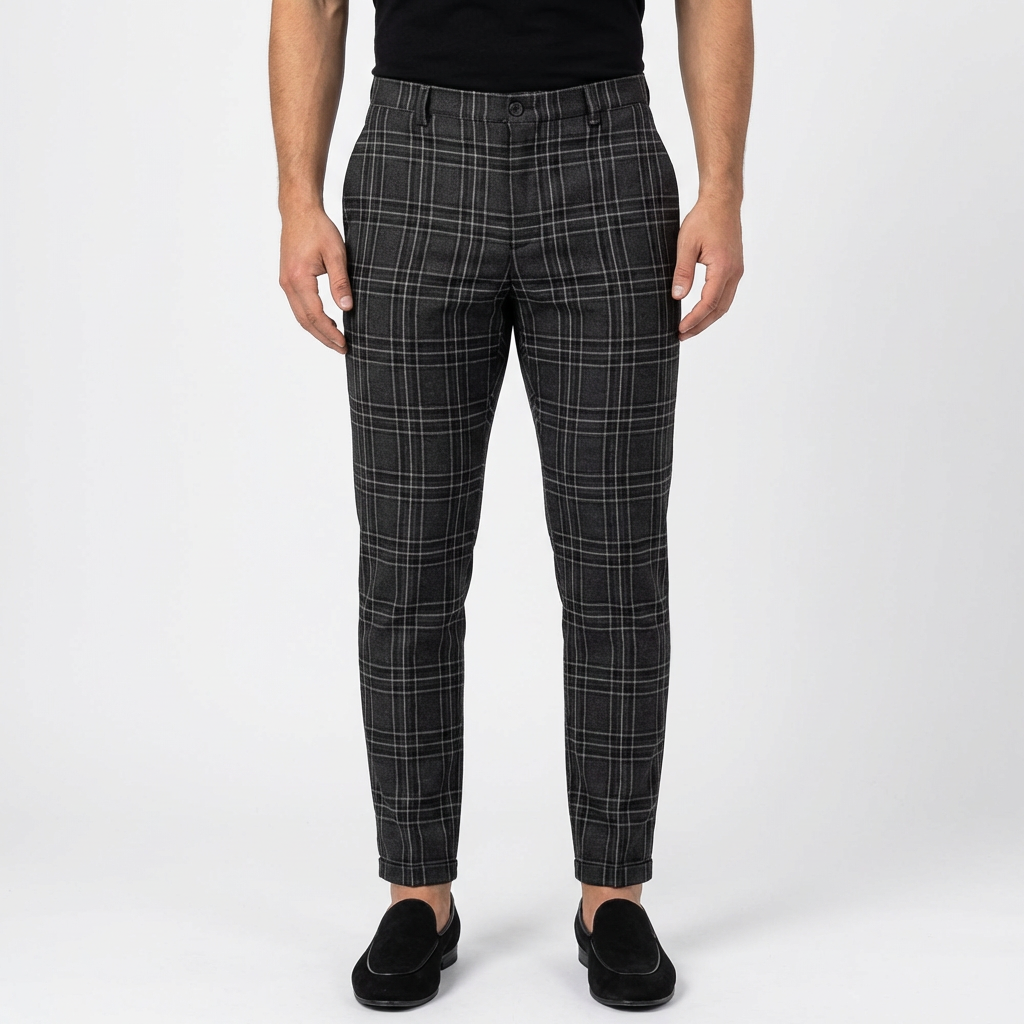 Mateo | Pantalón Chino Hombre Con Estampado De Cuadros Y Corte Slim | Smart Casual