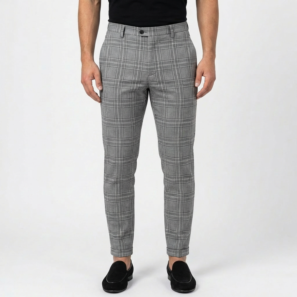 Mateo | Pantalón Chino Hombre Con Estampado De Cuadros Y Corte Slim | Smart Casual