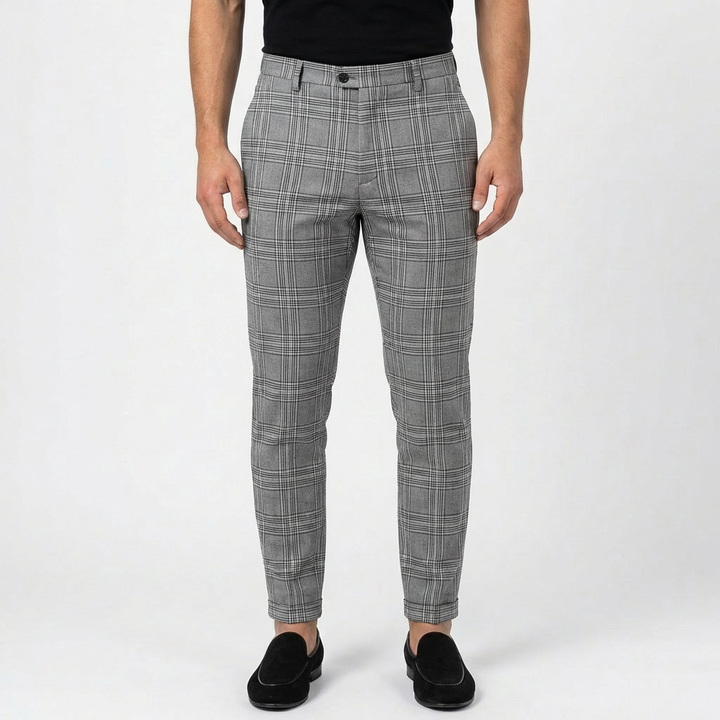 Mateo | Pantalón Chino Hombre Con Estampado De Cuadros Y Corte Slim | Smart Casual