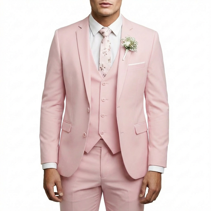 Mateo | Traje De Novio Hombre Con Chaleco A Juego Y Solapa De Muesca | Elegante