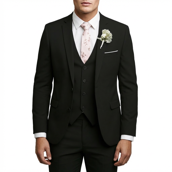 Mateo | Traje De Novio Hombre Con Chaleco A Juego Y Solapa De Muesca | Elegante