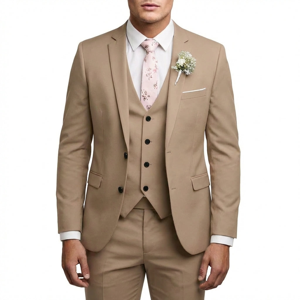 Mateo | Abito da Sposo Uomo con Gilet Coordinato e Rever a Incasso | Elegante