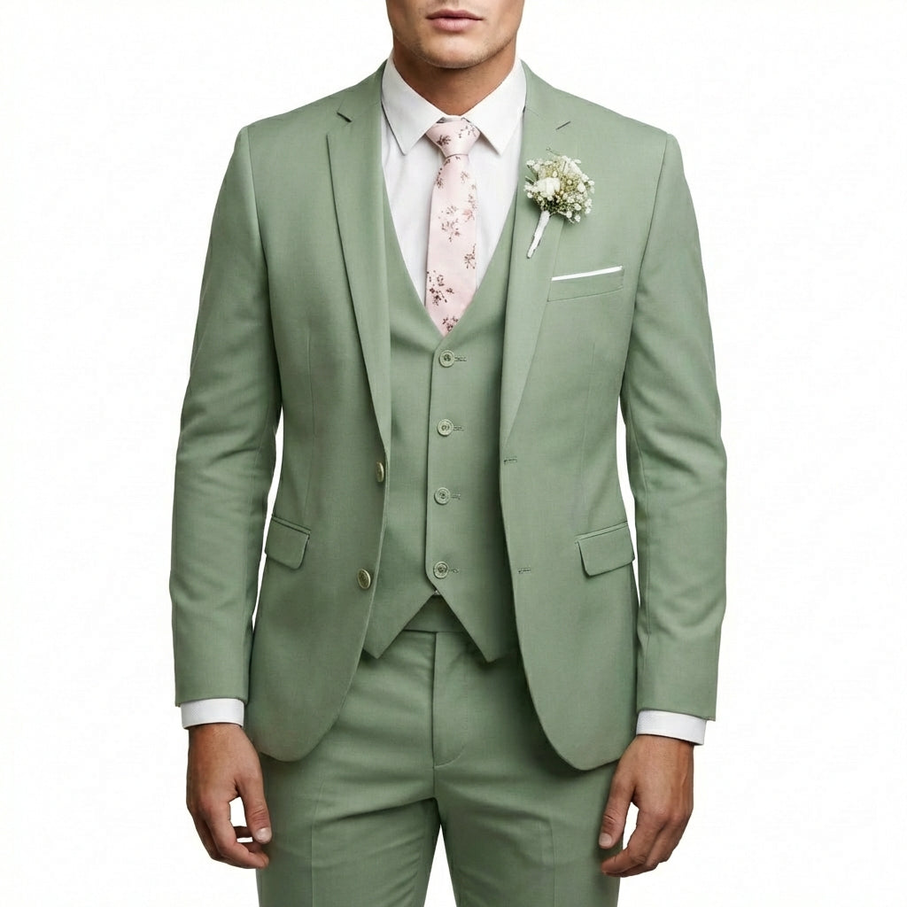 Mateo | Traje De Novio Hombre Con Chaleco A Juego Y Solapa De Muesca | Elegante