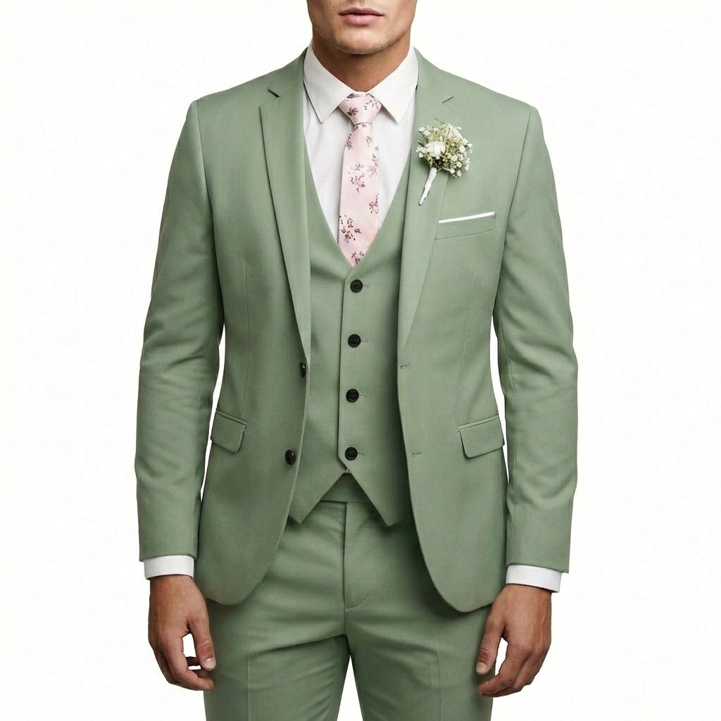 Mateo | Abito da Sposo Uomo con Gilet Coordinato e Rever a Incasso | Elegante