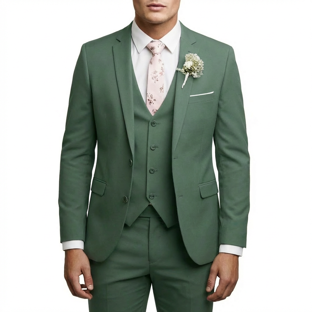 Mateo | Traje De Novio Hombre Con Chaleco A Juego Y Solapa De Muesca | Elegante