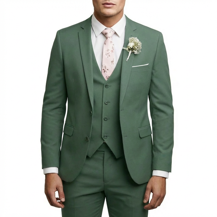 Mateo | Traje De Novio Hombre Con Chaleco A Juego Y Solapa De Muesca | Elegante