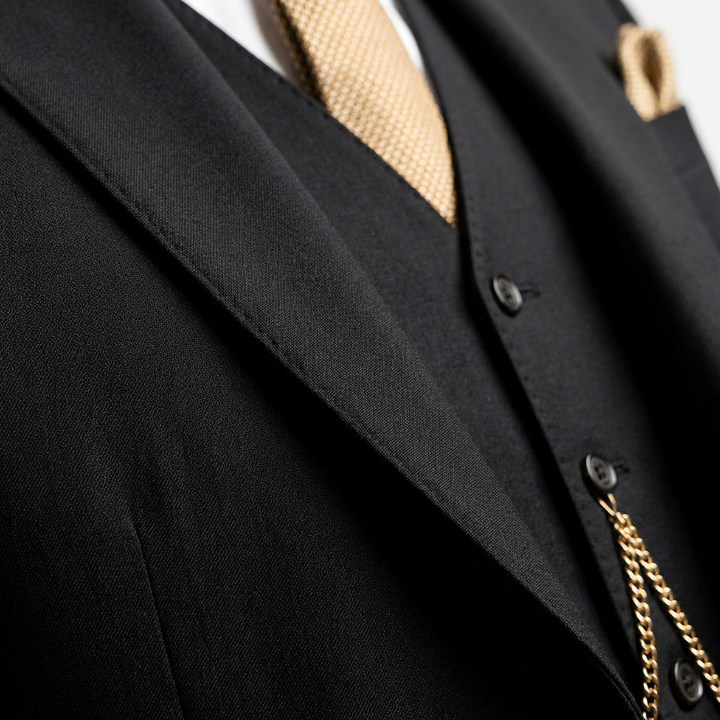Mateo | Traje Tres Piezas Hombre Con Chaleco Con Cadena Y Corte Slim | Elegante