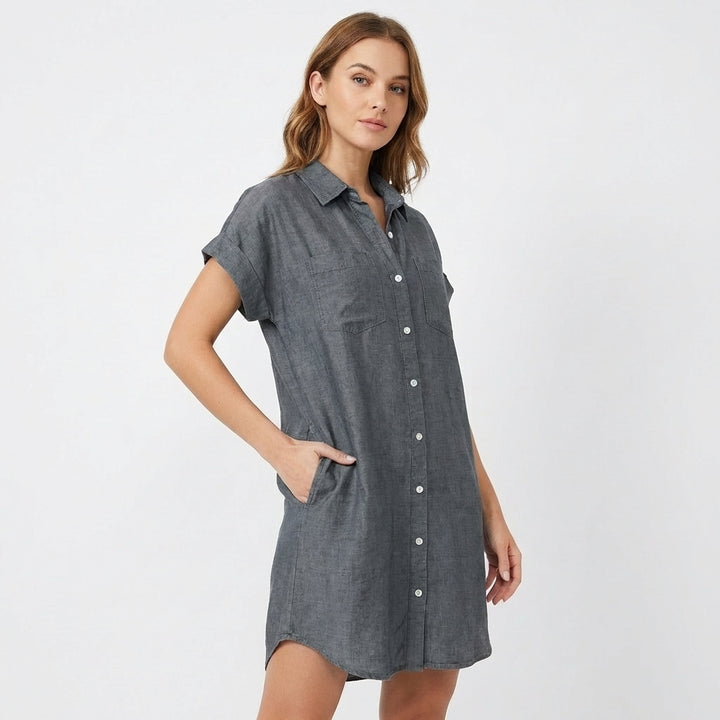 Montse | Vestido Camisero Vaquero Manga Corta Casual Mujer