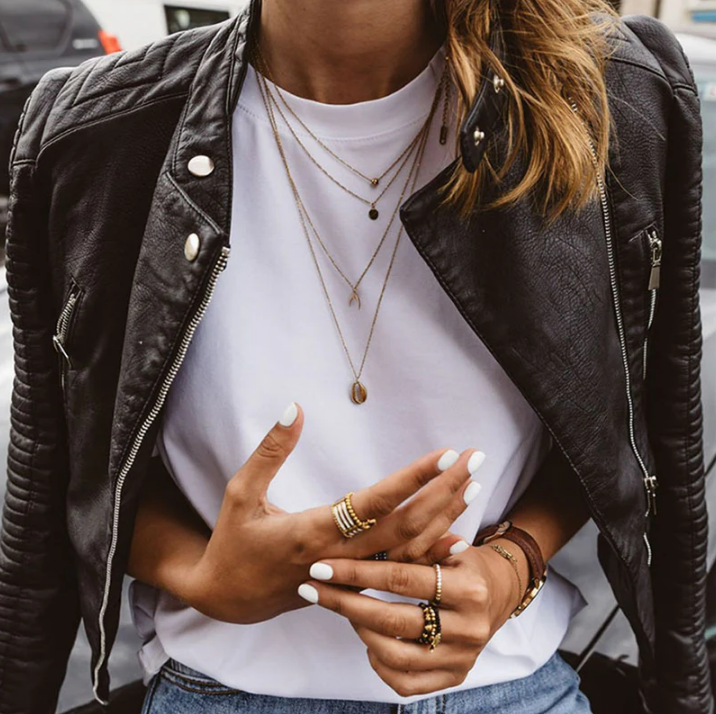 Mujer giacca biker Con Manga Acolchada | Nero