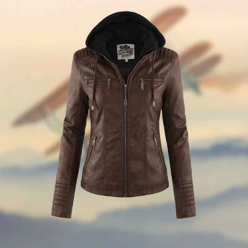 Mujer giacca in pelle con cappuccio | Coat