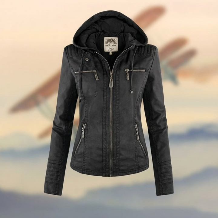 Mujer giacca in pelle con cappuccio | Coat