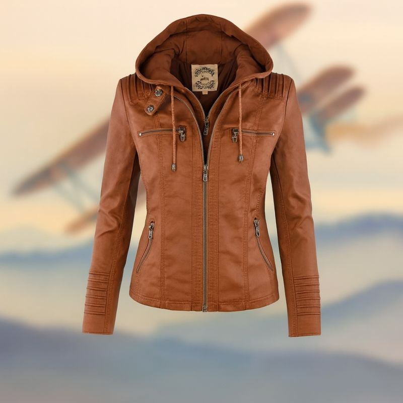 Mujer giacca in pelle con cappuccio | Coat