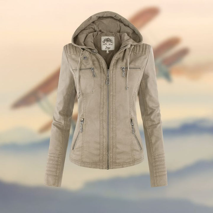 Mujer giacca in pelle con cappuccio | Coat