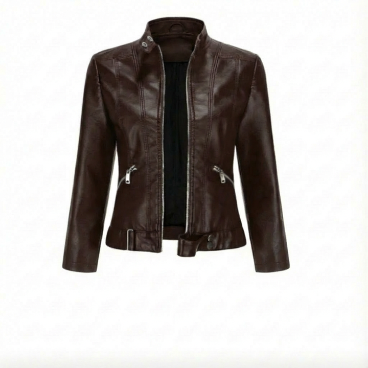 Giacca donna in pelle con cerniera frontale | Corta