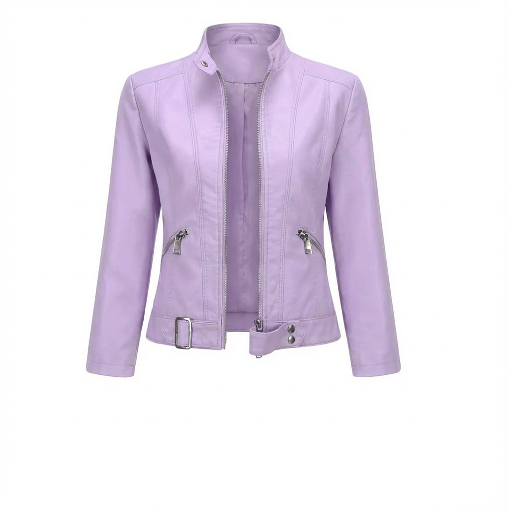 Giacca donna in pelle con cerniera frontale | Corta