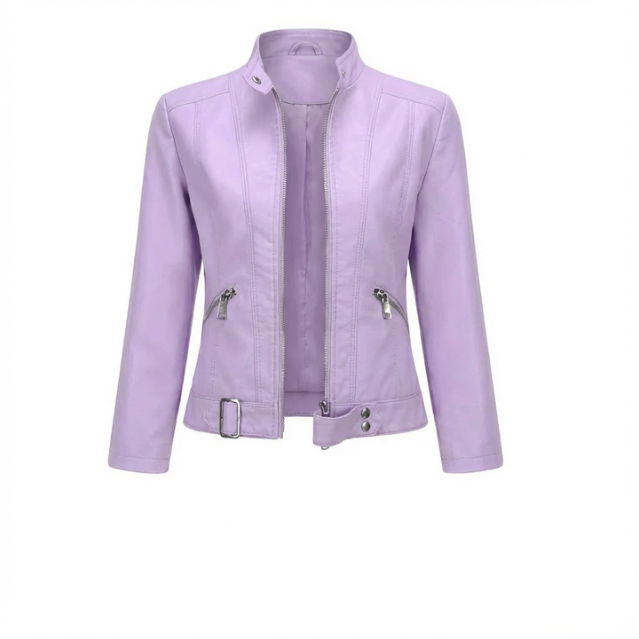 Giacca donna in pelle con cerniera frontale | Corta