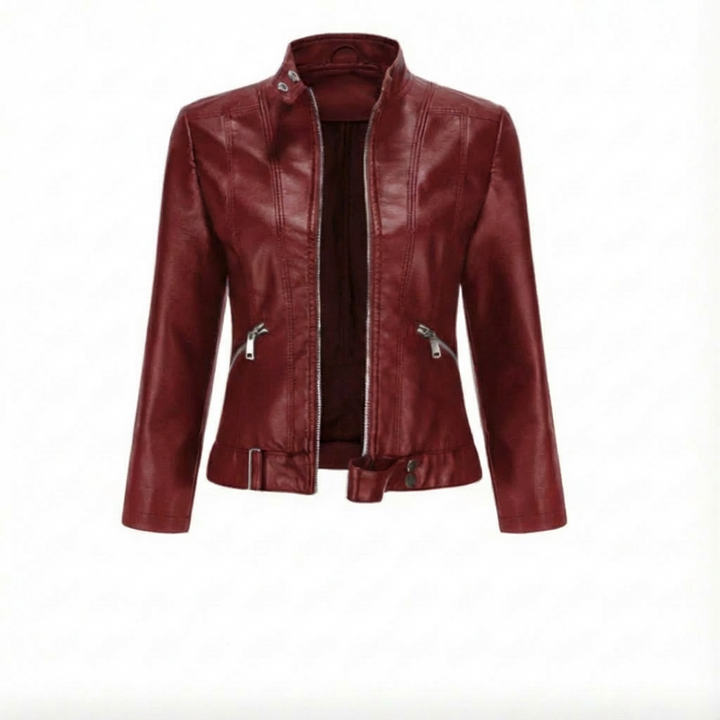 Giacca donna in pelle con cerniera frontale | Corta