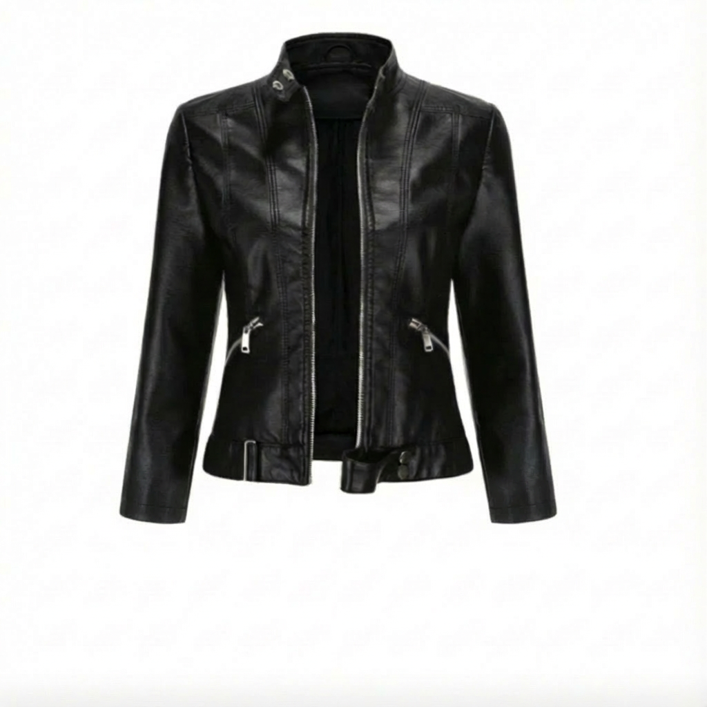 Giacca donna in pelle con cerniera frontale | Corta