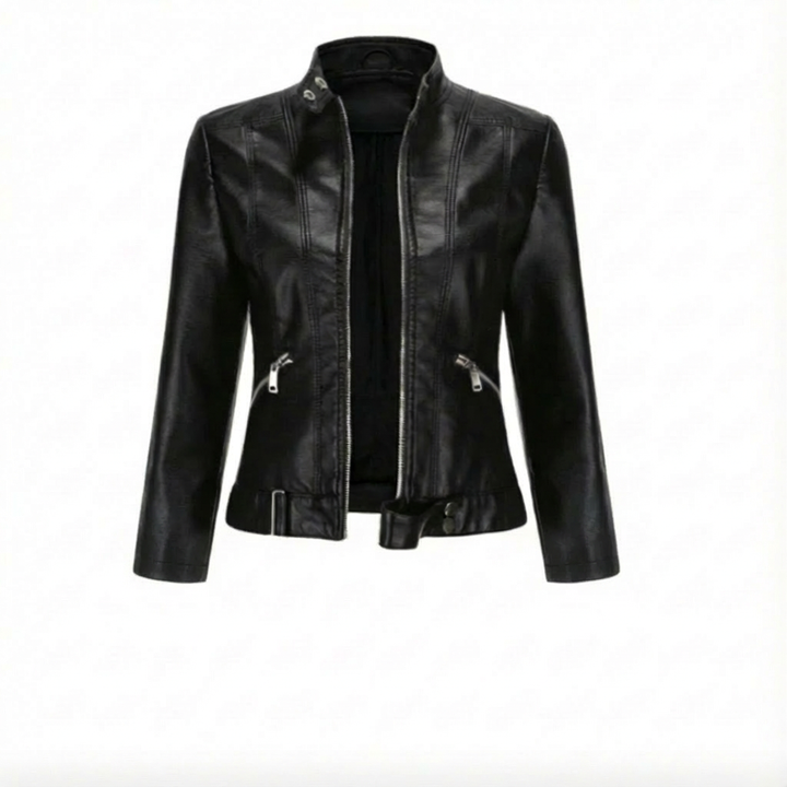 Giacca donna in pelle con cerniera frontale | Corta