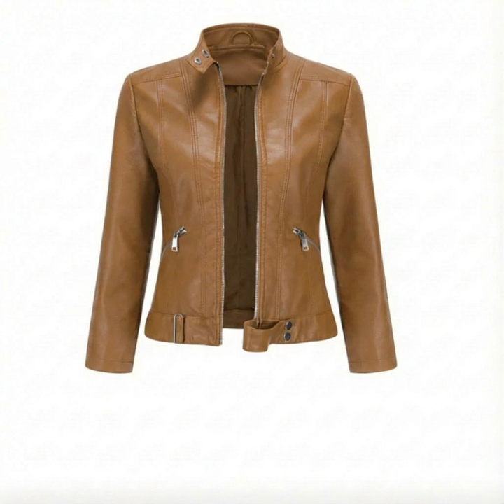 Giacca donna in pelle con cerniera frontale | Corta