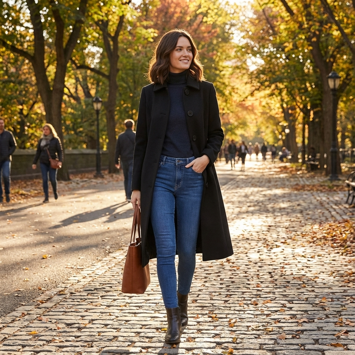 Naomi | Abrigo Largo de Mujer con Botones Delanteros