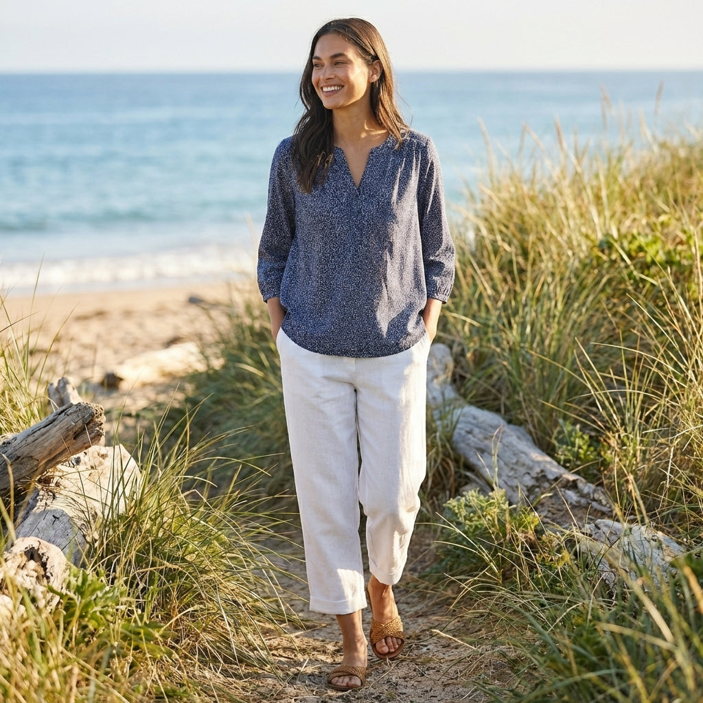 Nerea | Mujer Pantalón Capri Holgado Casual