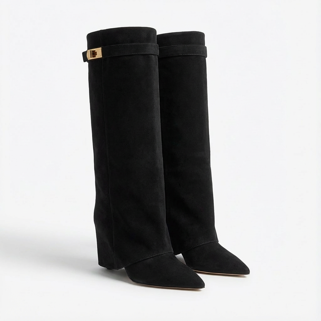 Nicole | Botas de Mujer hasta la Rodilla con Tacón Ancho y Punta Estilizada