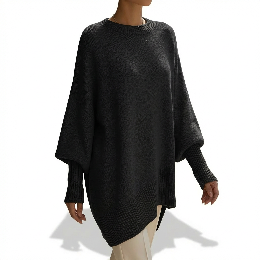 Nieves | Mujer Poncho Punto Asimétrico Elegante