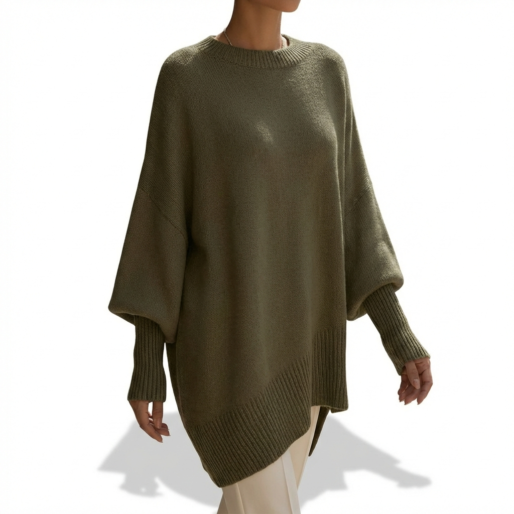 Nieves | Mujer Poncho Punto Asimétrico Elegante