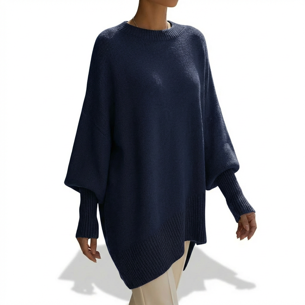 Nieves | Mujer Poncho Punto Asimétrico Elegante