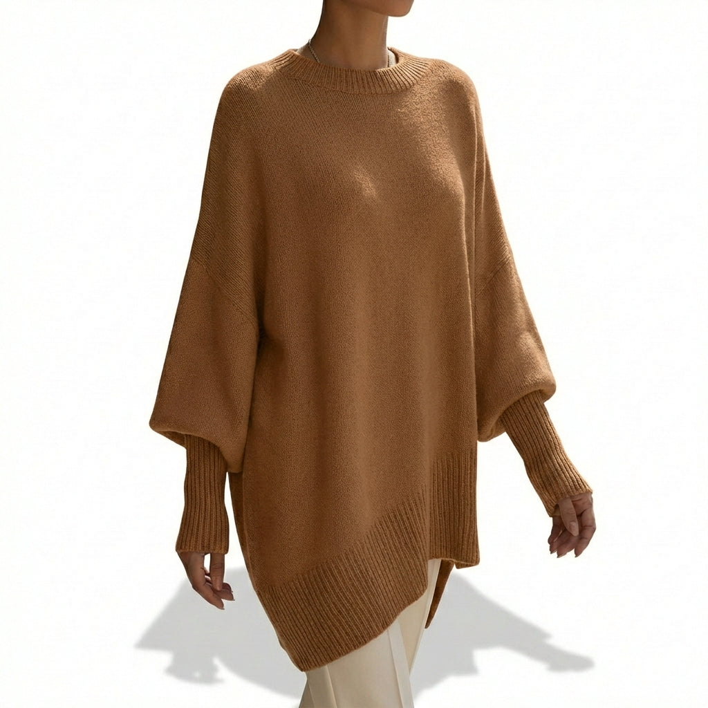 Nieves | Mujer Poncho Punto Asimétrico Elegante