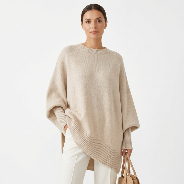 Nieves | Mujer Poncho Punto Asimétrico Elegante