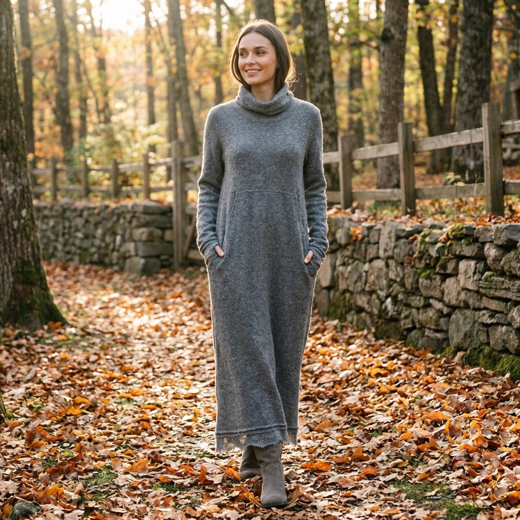 Nieves | Abito Lungo a Maglia con Tasche Donna