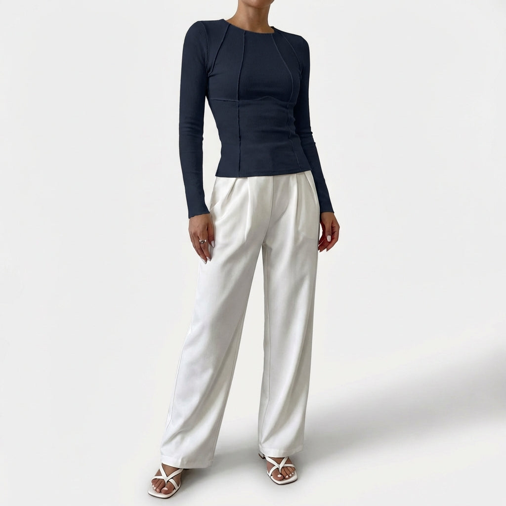 Noa | Top Costuras Vistas Manga Larga Mujer