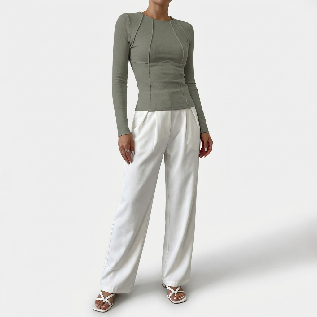 Noa | Top Costuras Vistas Manga Larga Mujer