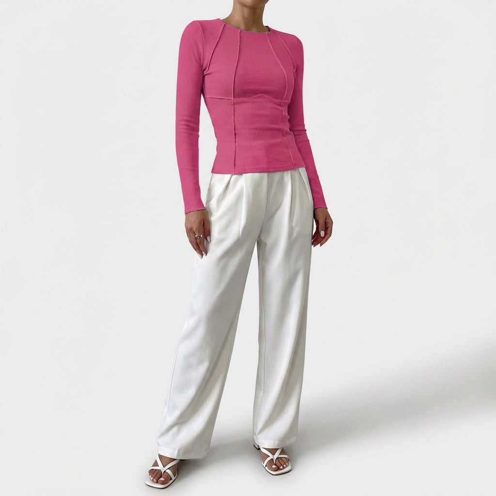 Noa | Top Costuras Vistas Manga Larga Mujer