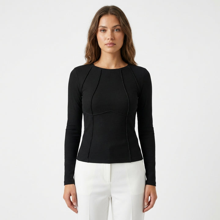 Noa | Top Costuras Vistas Manga Larga Mujer