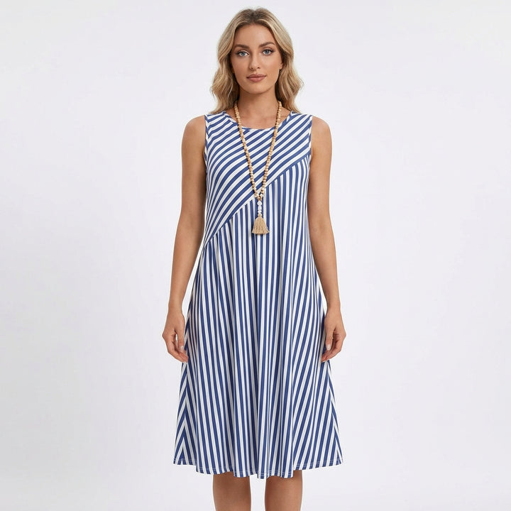 Ondina | Vestito Midi a Righe Senza Maniche Donna