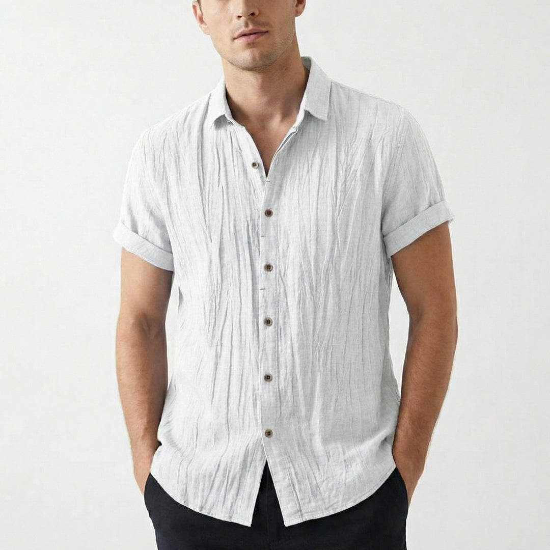 Pablo | Camicia a Maniche Corte da Uomo con Tessuto Stropicciato e Taglio Largo | Estiva