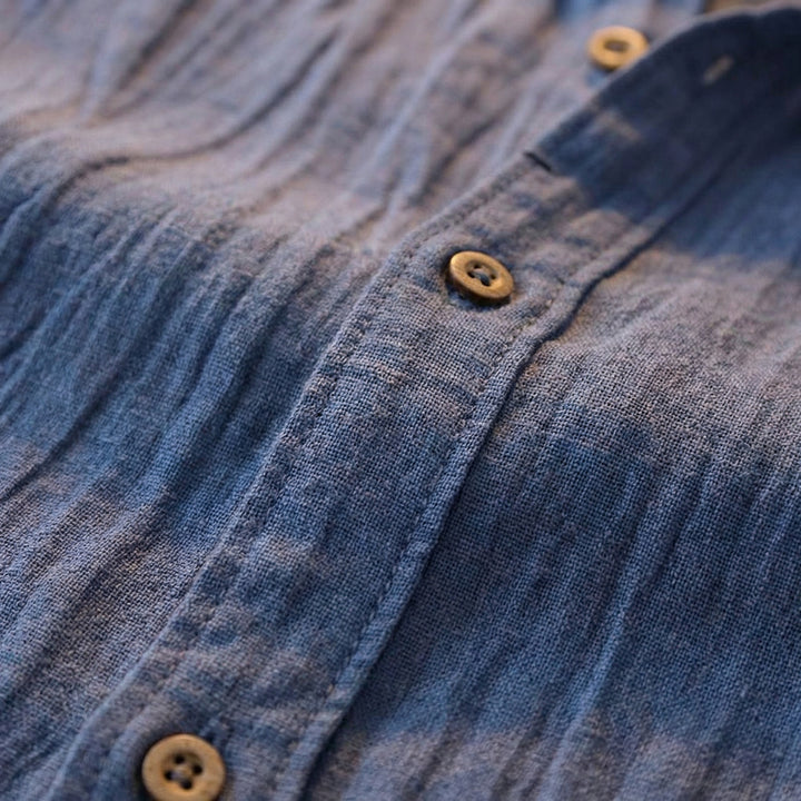 Pablo | Camicia a Maniche Corte da Uomo con Tessuto Stropicciato e Taglio Largo | Estiva